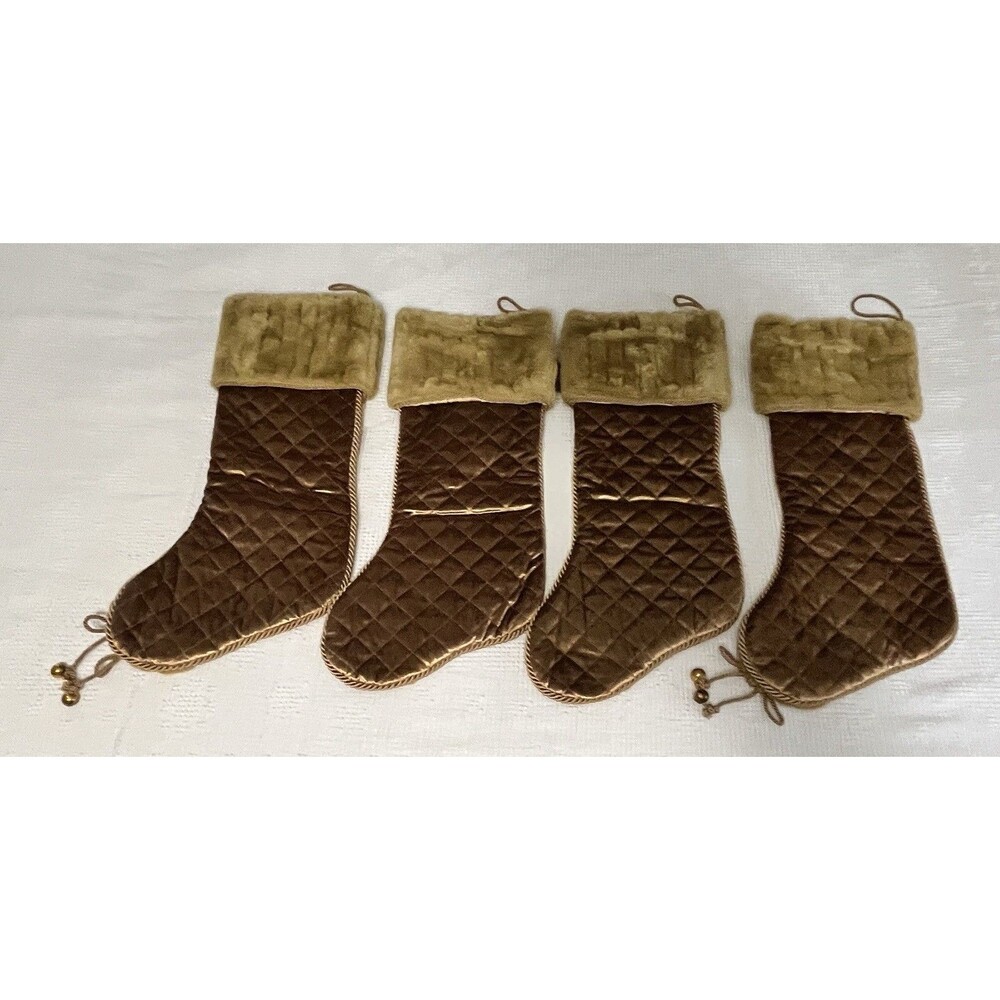 VILLA BACCI 23 3/4" Luxury Large Fabric CHRISTMAS STOCKING Lot Of 4 Tassels - Picture 2 of 16